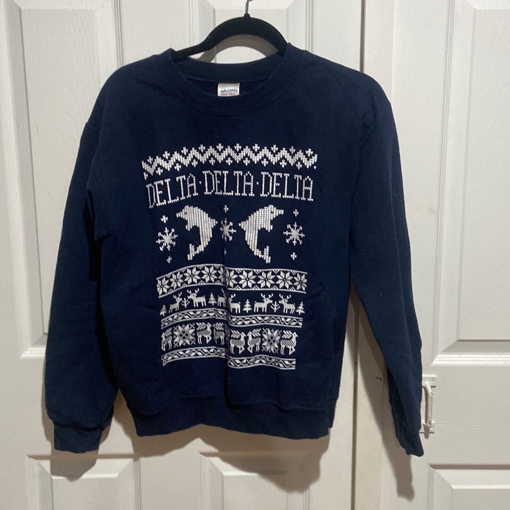TRIDELTA ugly Christmas sweater navy blue